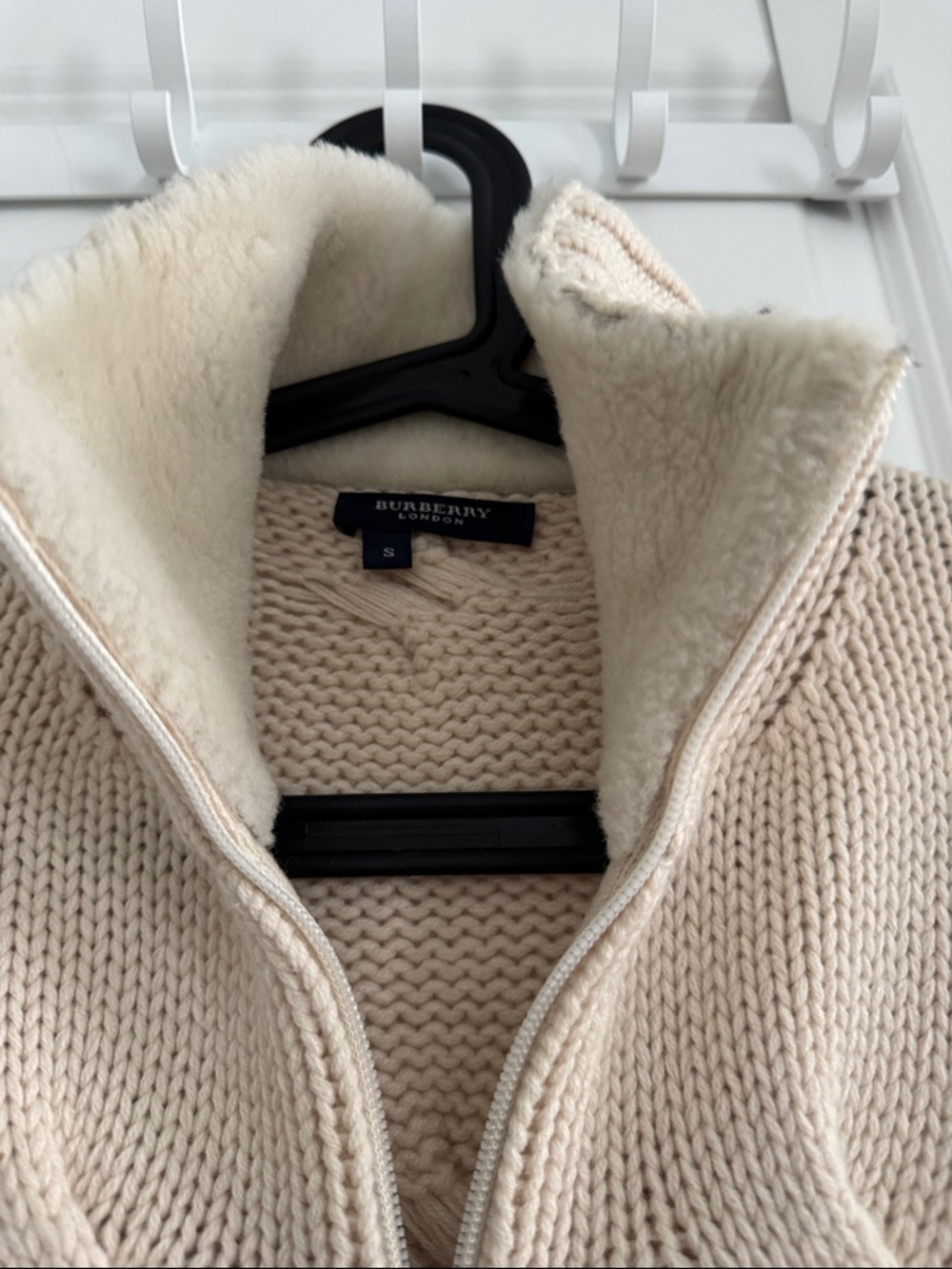 Burberry Cream Zip-Front Turtleneck Knit Sweater - Picture 3 of 6